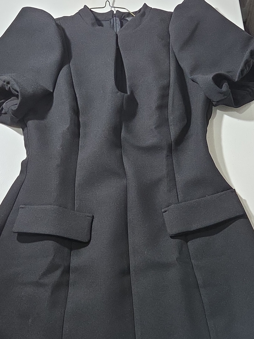 Zara Black Mini Dress with Puff Sleeves